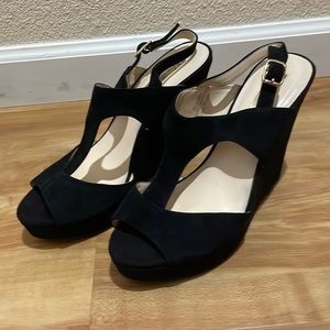INC International Concepts Black Suede Wedges (9)
